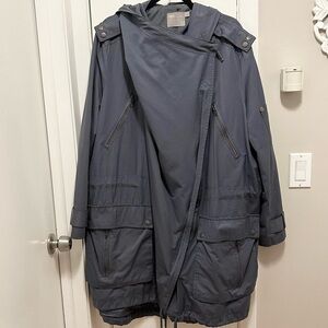 Asos Zipper Front Long Hooded Utility Jacket Lined Coat Womens plus 22 Gray